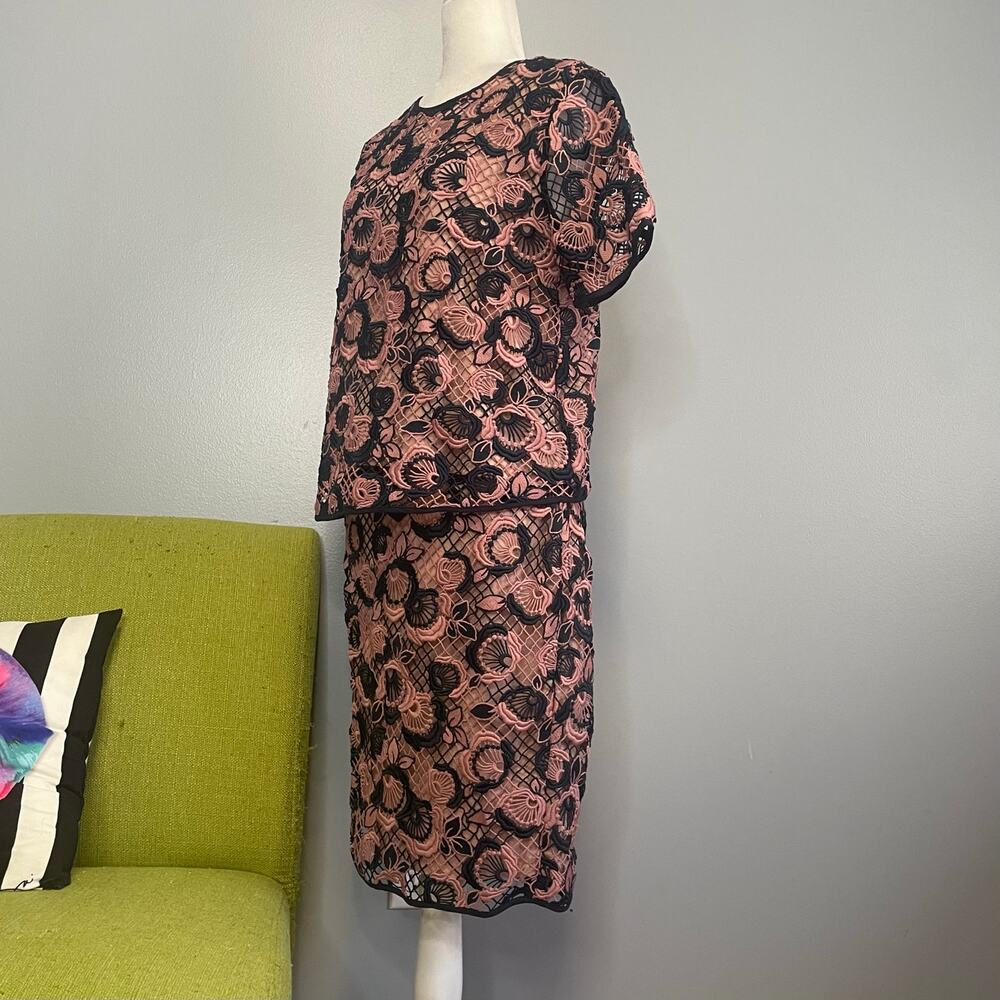 Ann Taylor Pink Blue Lace Matching Blouse Skirt Set NEW 8 - Picture 3 of 7